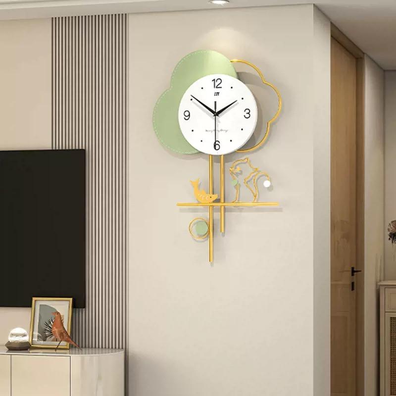 Decorative Clock Wall Mounted Home Fashion Living Room Entrance Background Wall Clock Without Punching Light Luxury Style Clock