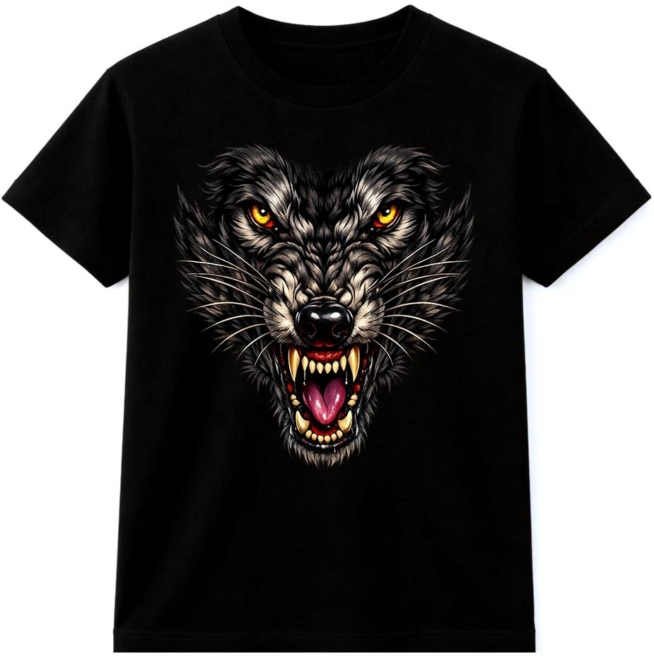 Яростная Голова Волка Графическая Футболка Дикий Хищник Лицо Животного Футболка XL
