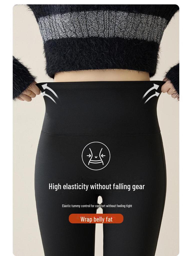 Women's High Waist Tummy Tuck Fleece Flared Yoga Pants for Autumn/Winter