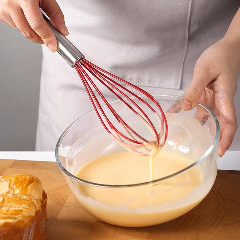 5Pcs Silicone Kitchen Cooking Utensils Set Non-Stick Flexible Kitchen Tools With Cake Spatula Whisk Oil Brush And Cooking Shovel