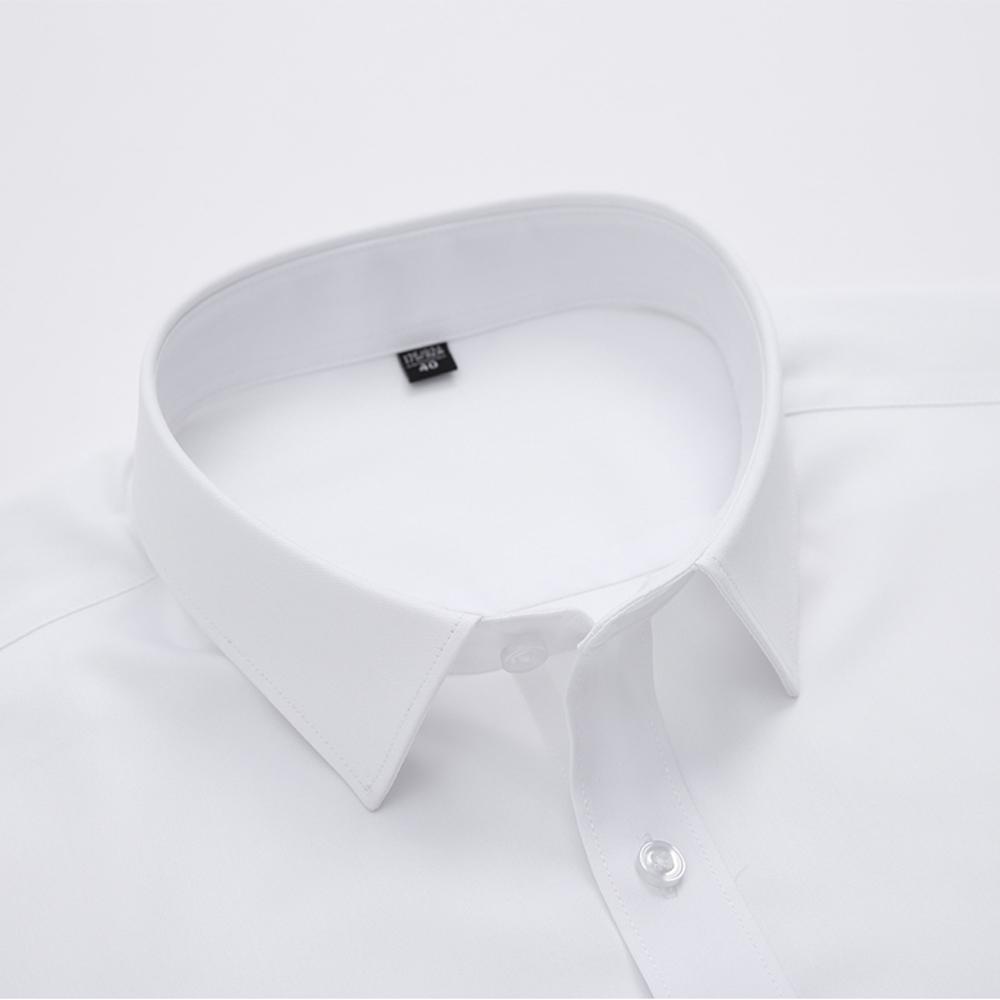 Camisa de Vestir Clásica para Hombre de Manga Larga y Color Sólido con Cuello Extendido Sin Bolsillo Ajuste Regular Comodidad para Todas las Estaciones Elástica Fibra de Bambú Camisa para Oficina de Negocios
