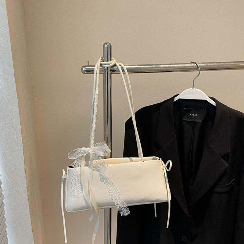 Spring New Simple Sweet Bow Ribbon Shoulder Bag Commuter and Leisure Versatile Underarm Bag for Women CLE