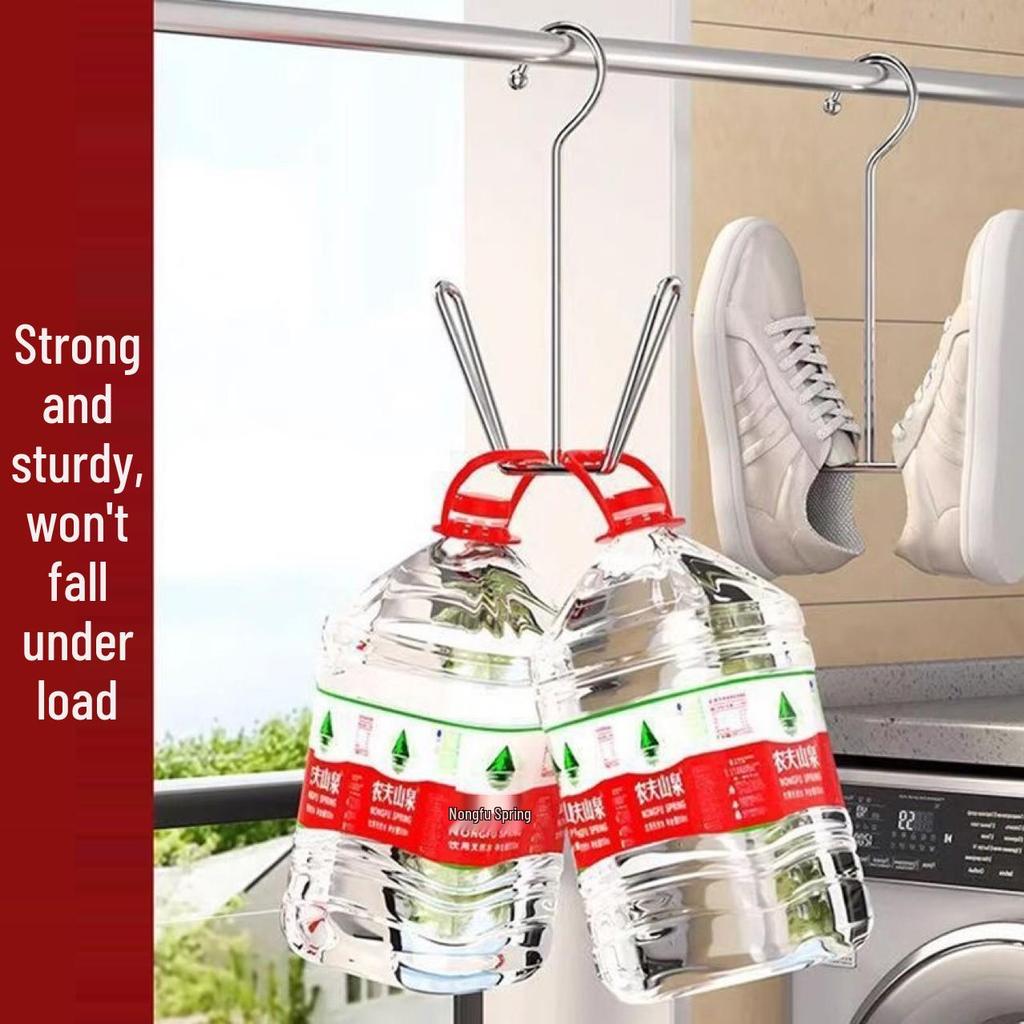 Outdoor Balcony Shoe Drying Rack with Hook for Bathroom, Sandals, and Dormitory Storage.
