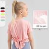 Yudong Girls' 30D Fine Yarn Lightweight Breathable Yoga Short Sleeve Top
