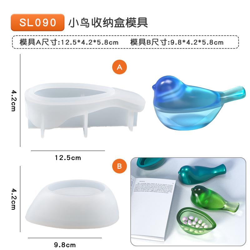 

3D Crystal Epoxy Resin Mold Silicone Creative Bird Design Storage Mould for Easy DIY Making Reusable Jewelry Crafts Supplies