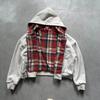 Őszi Kabát Divat Kapucnis Cipzáros Kockás Elöl és Hátul Viselhető Pulóver Férfi