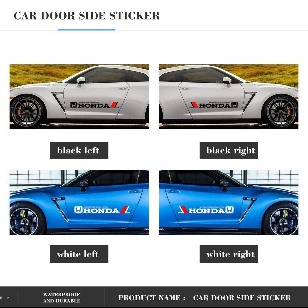 2Pcs Car Side Door 3D Sticker Badge Decal Decoration Auto Accessories For Honda Civic 4d XR-V CRV HRV City Odyssey Jazz Styling