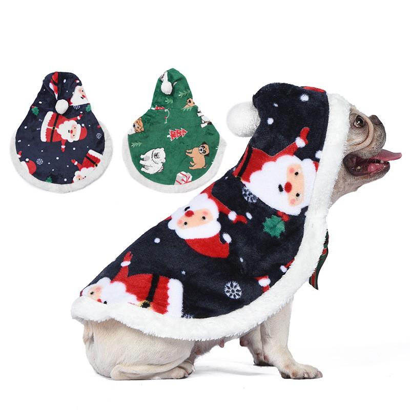 Pet Christmas Cape Hooded Dog Costume Winter Flannel Outfit Small Medium Large Dogs