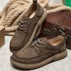 Spring and Summer New Men's Casual Leather Shoes Top Layer Cowhide Retro Versatile Soft Sole Single Shoe Low Cut Lace Up Men's Shoes