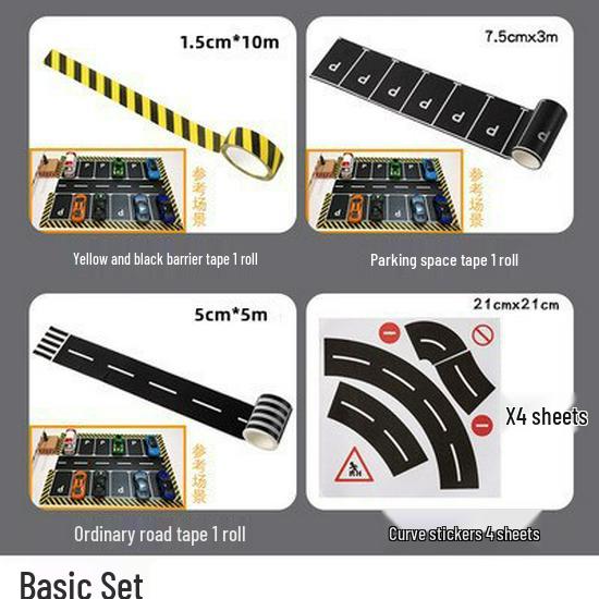 DIY Kindergarten Track Car Toy with Traffic Stickers