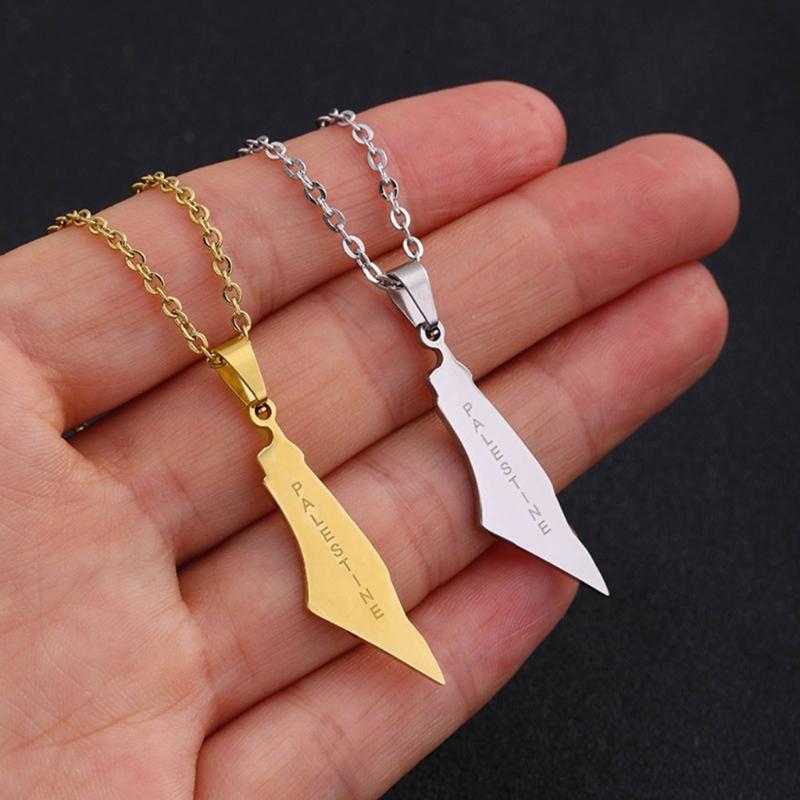 ISR and PS Map Necklace for Men Women Stainless Steel Gold Silver Color Pendant Necklaces Neckchain Jewelry