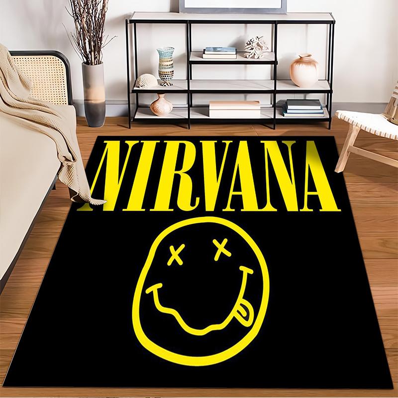 Nirvana Logo Smiley Face Rug Non-slip rug suitable for living room and bedroom sofas