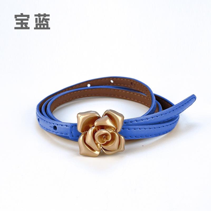 Four Seasons Available New Women'S Leather Thin Belt With Flower Waist For Skinny Look, Leather Belt With Sweater Dress