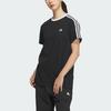 Adidas Essentials 3-Stripes T-Shirt Color Block Sports Casual Short Sleeve Print Drop Shoulder T-Shirt Women Tops Black JI6977