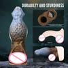 Liquid Silicone Penis Sleeve Thicker Longer Hollow Realistic Dildo Sleeve with Built-in Particles Massage Male Adult Sex Toy
