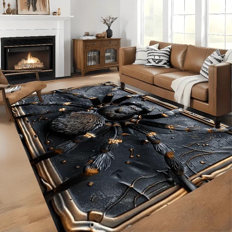 Vintage Dark Spider Pattern Area Rug–Non-Slip,Waterproof,Stain-Resistant Carpet for Living Room,Bedroom,Office,Machine Washable