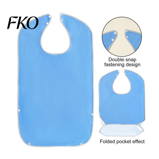 Adult Bibs with Snap Buttons Large Bib, Solid Color Waterproof Clothing Protector, Deep Crumb for Elderly Catcher Design, Adjustable Closure