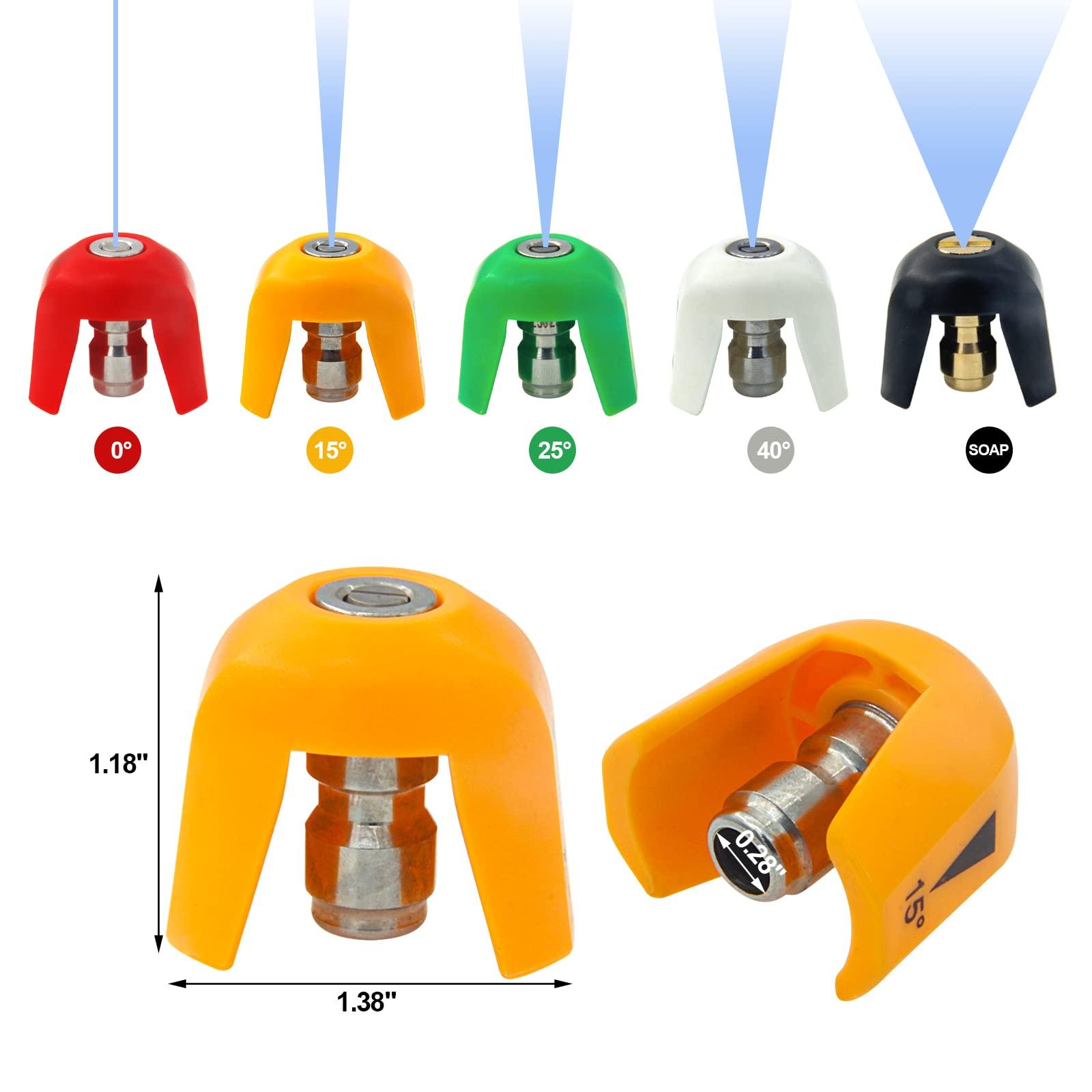 5 Pack Quick Connect Pressure Washer Nozzle Tips - Compatible with Universal Pressure Washers, Quick Connect Spray Tip Set