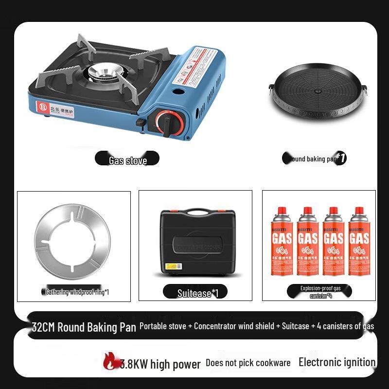 OEING Portable Camping Stove & Grill Pan Set Standard