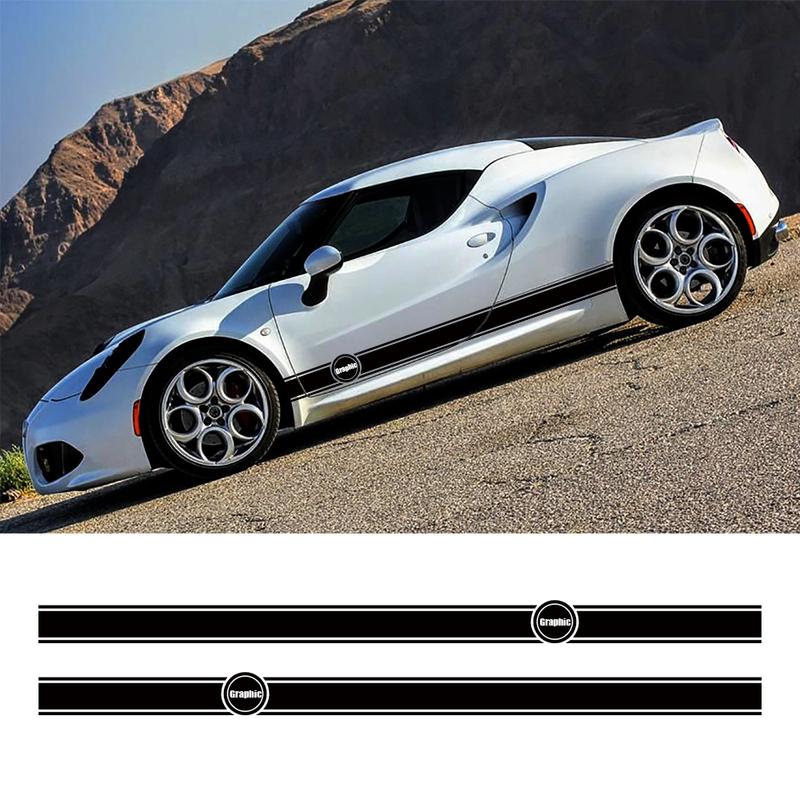 2PCS Car Door Side Skirt Stripe Stickers For Alfa Romeo Giulietta Stelvio Mito Giulia Sportiva Racing Sport Fashion Vinyl Decals