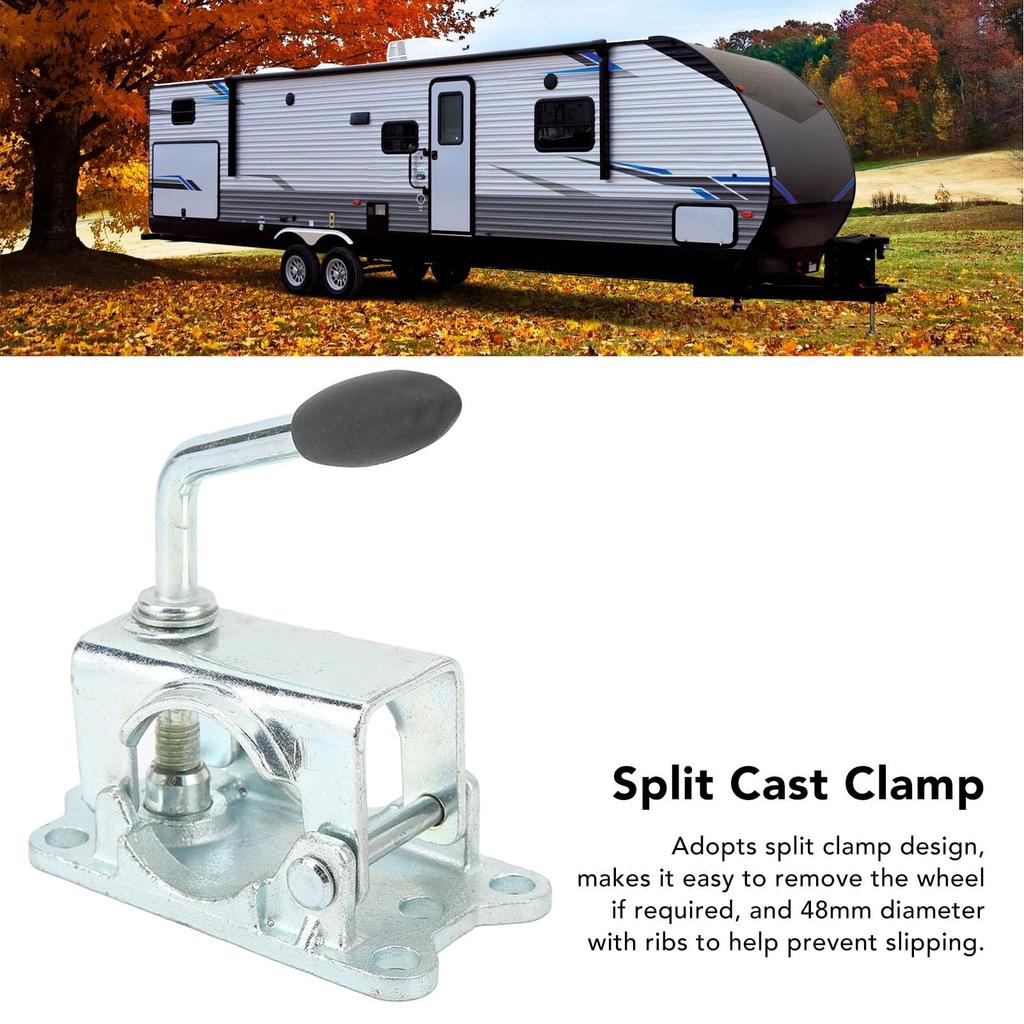 Anhänger Rad Gussklemme Gussklemme Verzinktes Eisen Anhänger Rad Stützständer Wagenheber Geteilte Gussklemme für Rohrdurchmesser 48mm