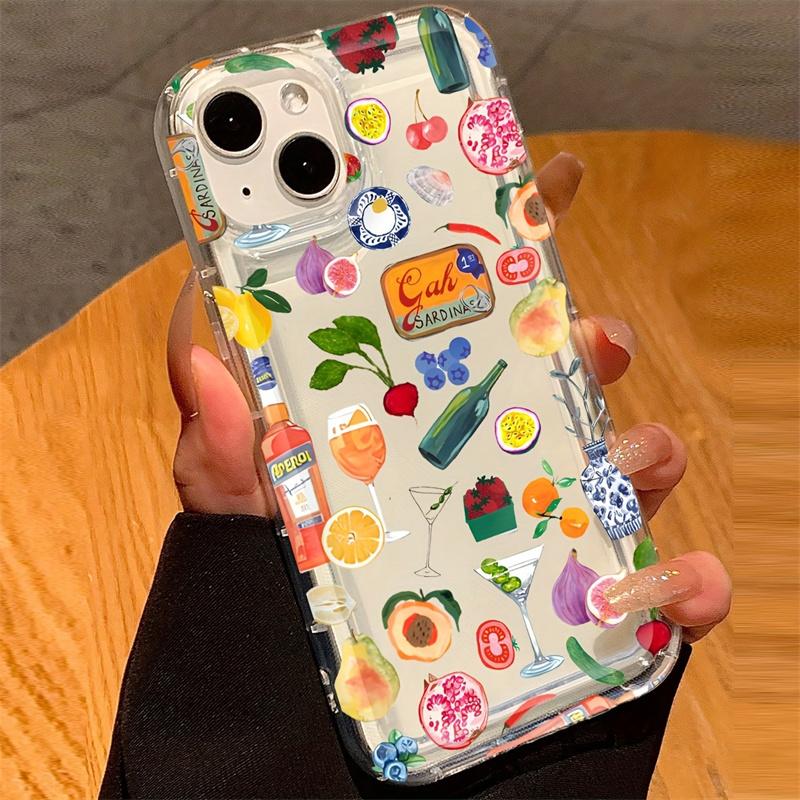 Phone Case for  Redmi Note 12 11 13 Pro Plus 5G 11s 10s 10 Pro 9 12c 13c 4G Transparent Fruit Juice Shock-Absorbing Cover