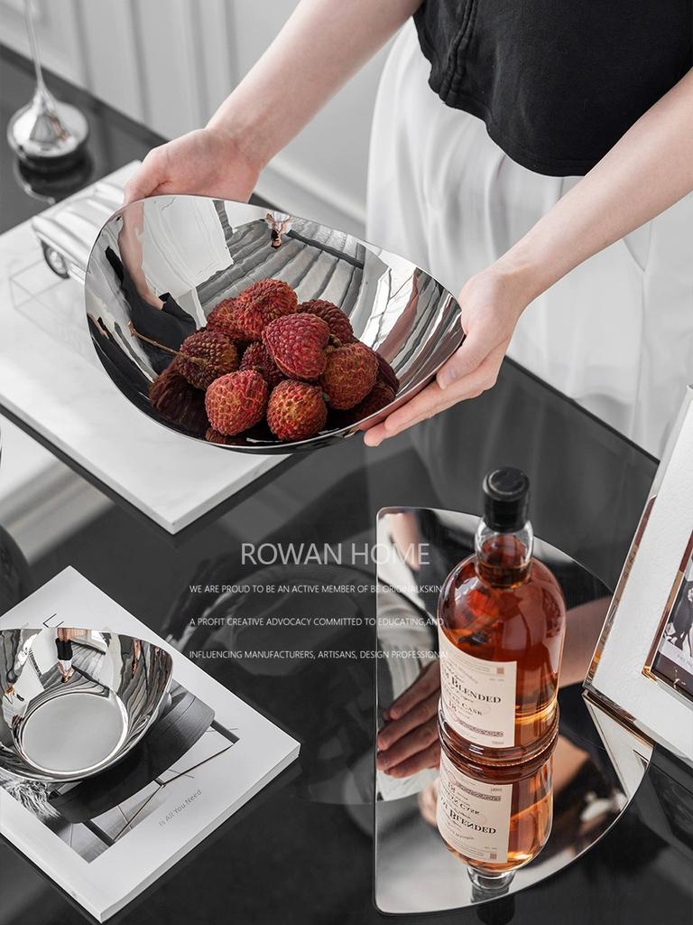 Vassoio da portata nordico in acciaio inossidabile Ciotola di lusso per frutta Piatto in metallo Piatti per caramelle Dessert Snack Hotel Decorazione per la casa