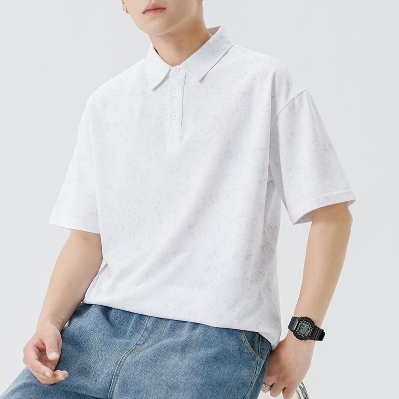 Men's Short-sleeved POLO Shirt Summer Heavy Lapel T-shirt Men's Lapel Thin Short T-top