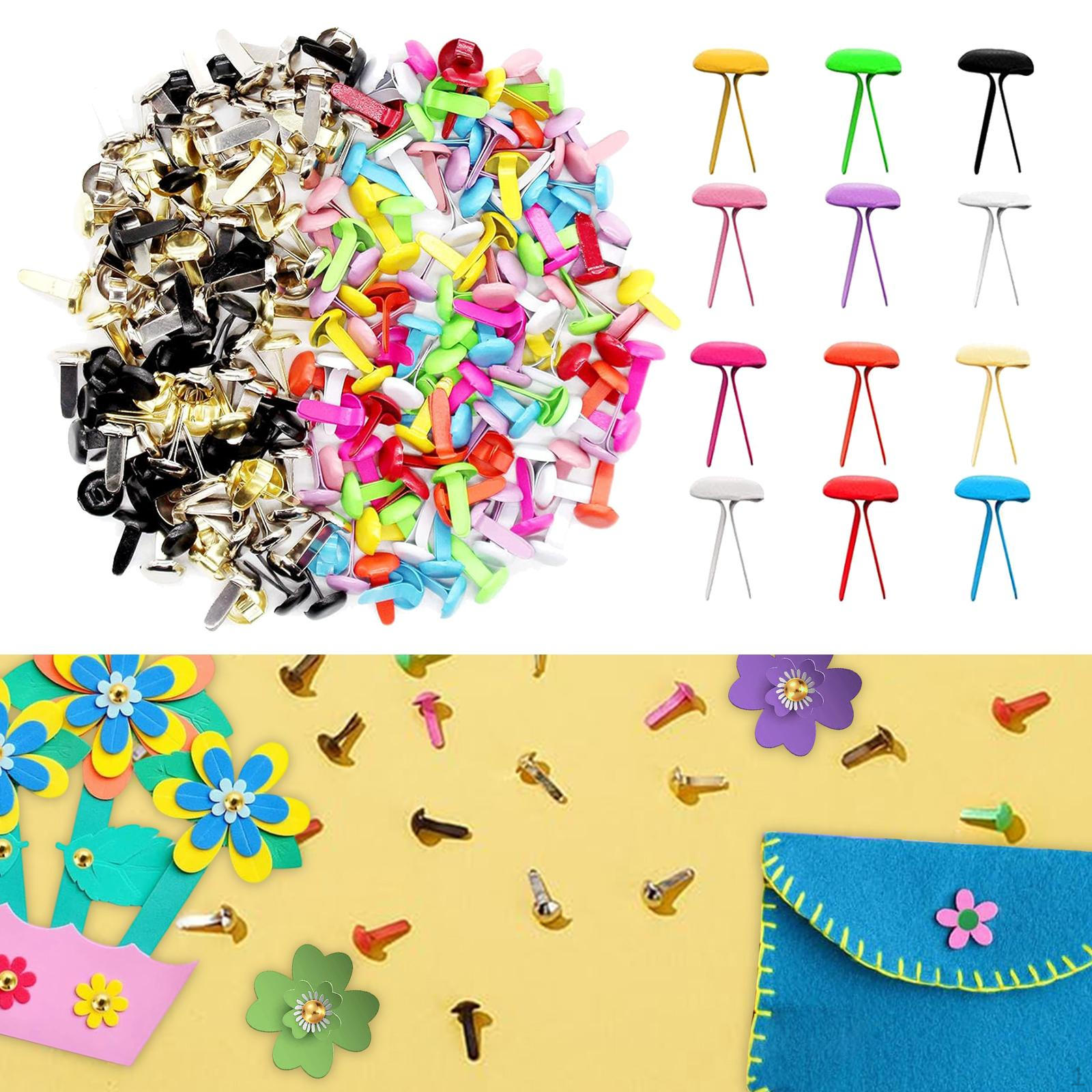 

400Pcs Paper Fasteners Scrapbooking Brads Spikes,Metal,Large,Decorative Craft Pins Pushpin Split