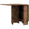 Folding Dining Table on Wheels, 2 Drop Leaves, 2 Shelves, 140 x 80 x 74 cm, Rustic Brown
