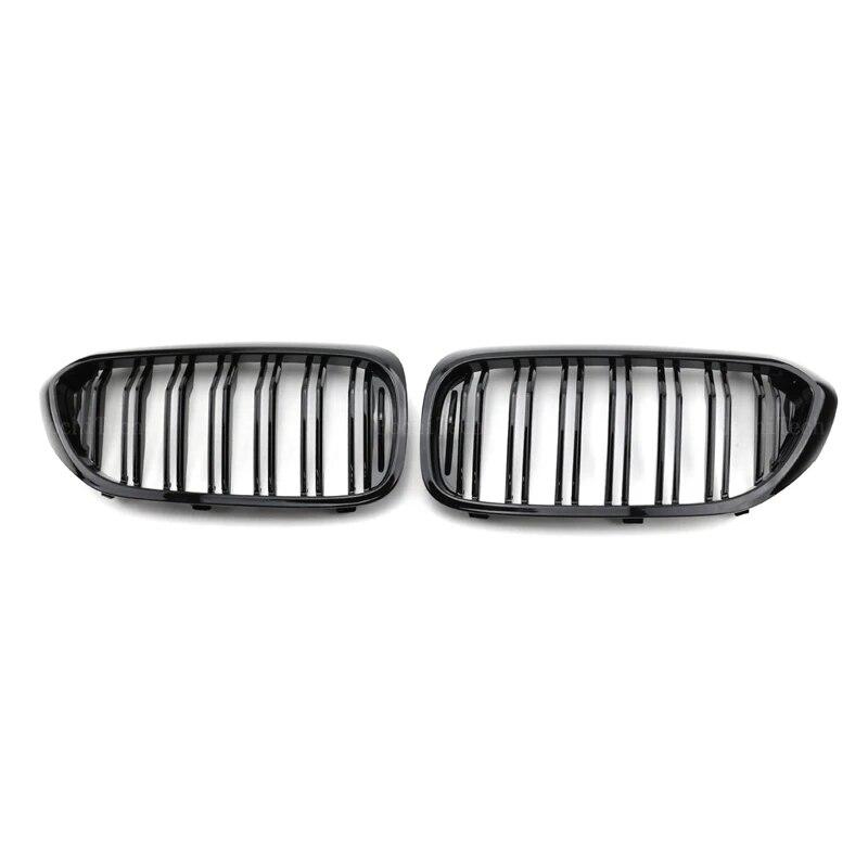 New Look Car Grille Grill Front Kidney Glossy 2 Line Double Slat For BMW 5 Series G30 G38 2016- Dual Line Racing Grilles