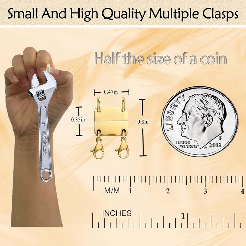 18K Gold Necklace Separator for Layering Lightweight Necklace Stacker Detangler Clas Magnetic Multiple Necklace Layering Bracelet Connector Girls’