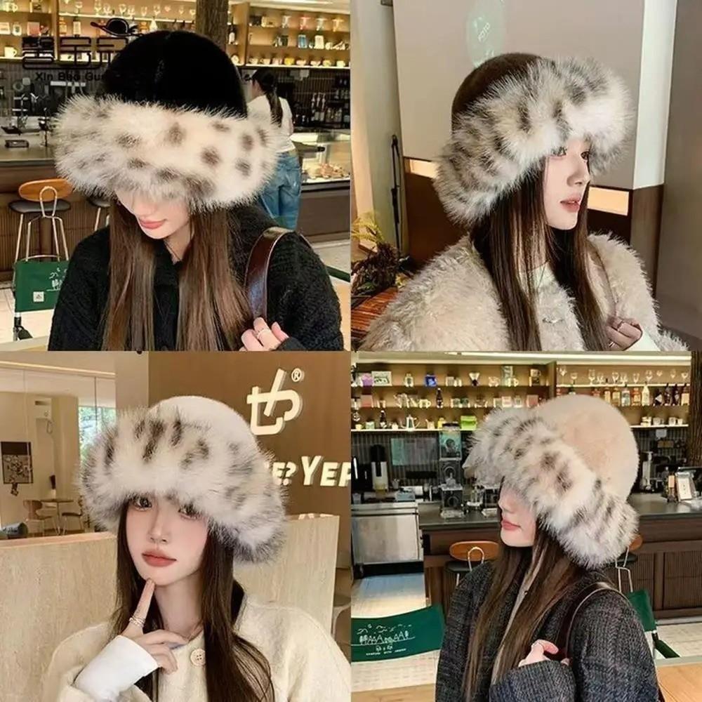 Windproof Plush Fisherman Hat Keep Warm Ear Protection Cap Fashion Faux Fur Bucket Hat  Winter