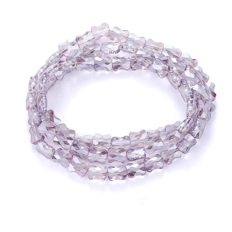 Bamboo Glass Beads AB Color Faceted Flat Curved Waist Column Crystal Loose Spacer Bead for DIY Crafts Earring Bracelet Jewelry