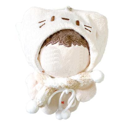 Winged Cat Ear Knit Hat & Scarf Set for Plush Toys (10cm) Beige [Used]
