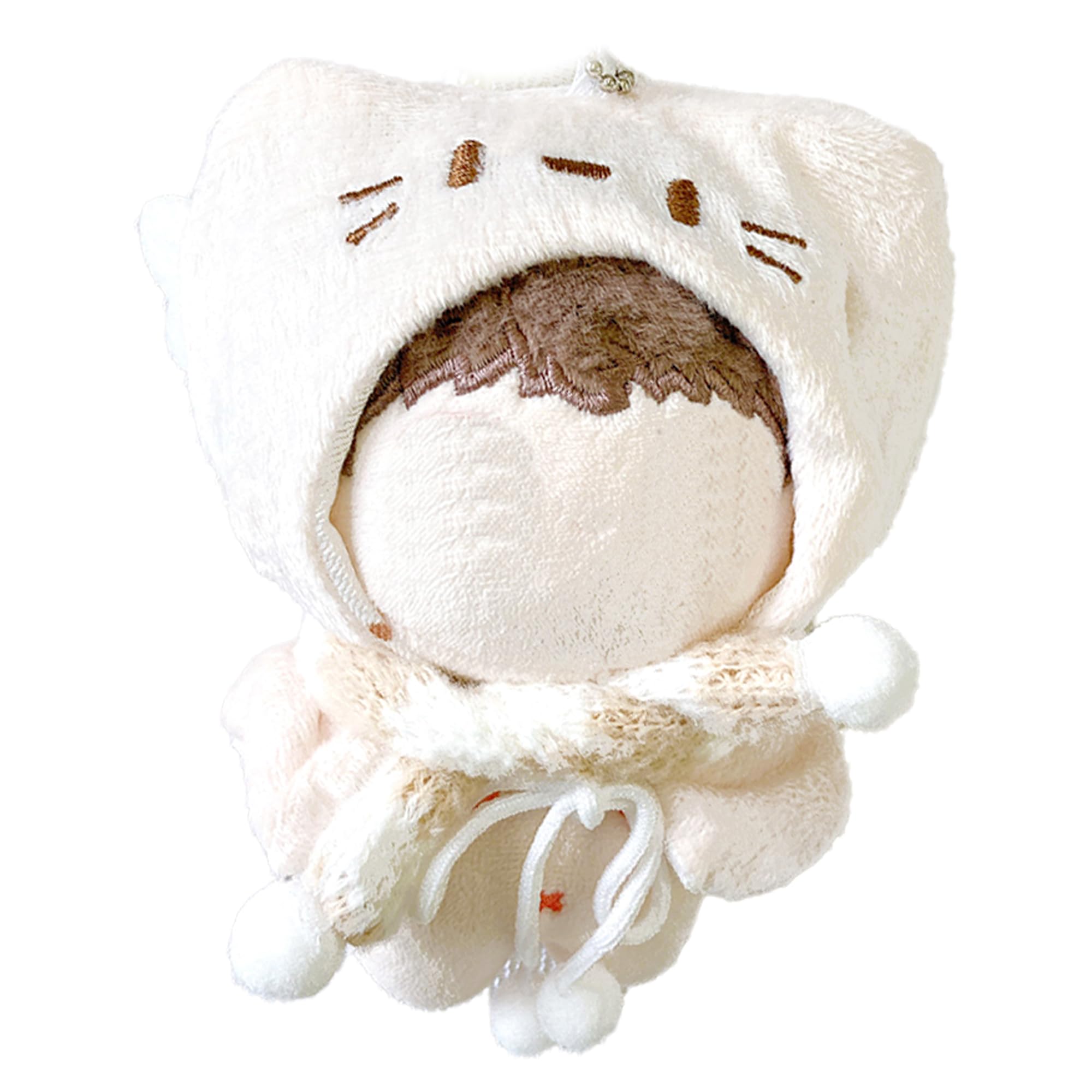

Winged Cat Ear Knit Hat & Scarf Set for Plush Toys (10cm) Beige [Used]