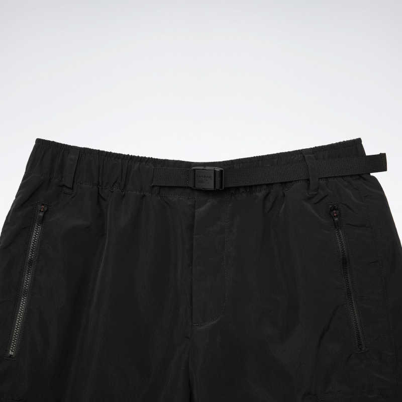 Reebok Solid Color Retro Pocket Woven Casual Pants Men Bottoms Black 23RCS619M001