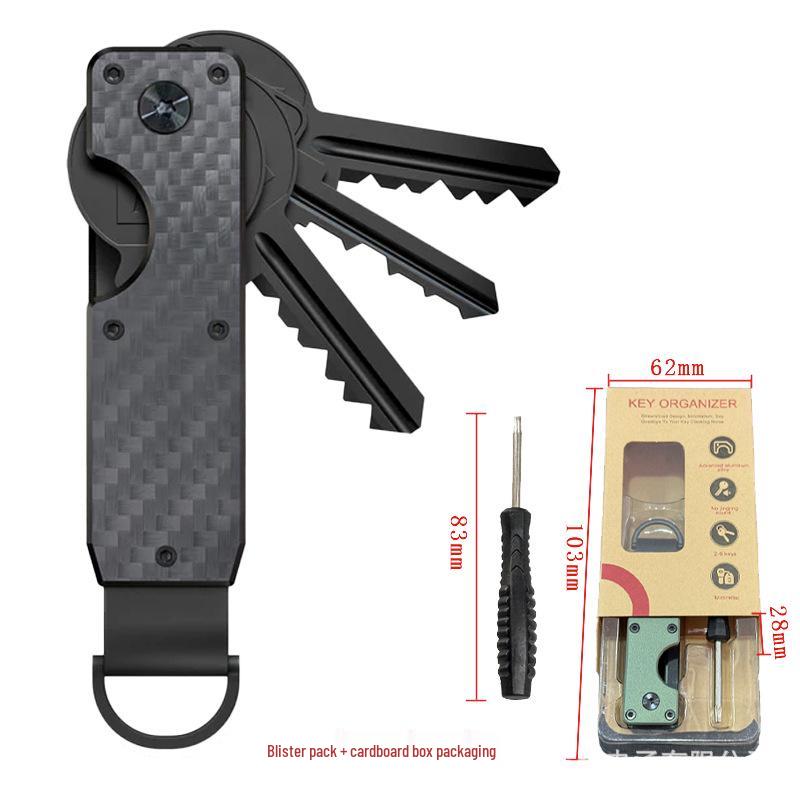 Aluminum Alloy Compact Keychain Organizer - Holds 2-6 Keys, Multifunctional and Portable