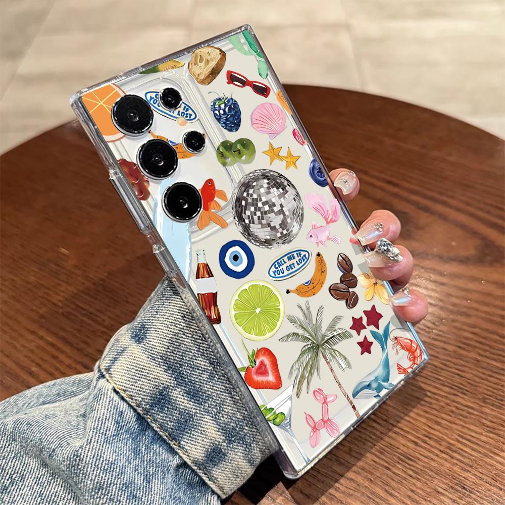 Verspieltes Frucht-Tier-Handyhülle für Samsung Galaxy A55 A54 A53 A35 A34 5G Note 20 S25 S24 S23 S22 S21 Ultra FE Plus Stoßfänger Funda