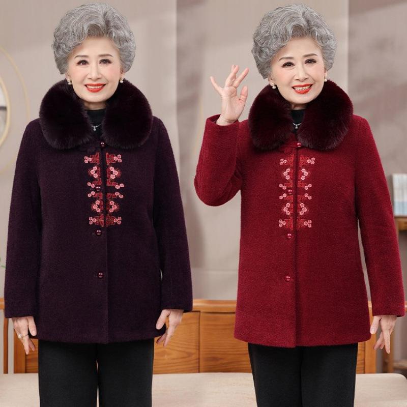 Wife winter woolen jacket plush warm autumn and winter top old mink clothes