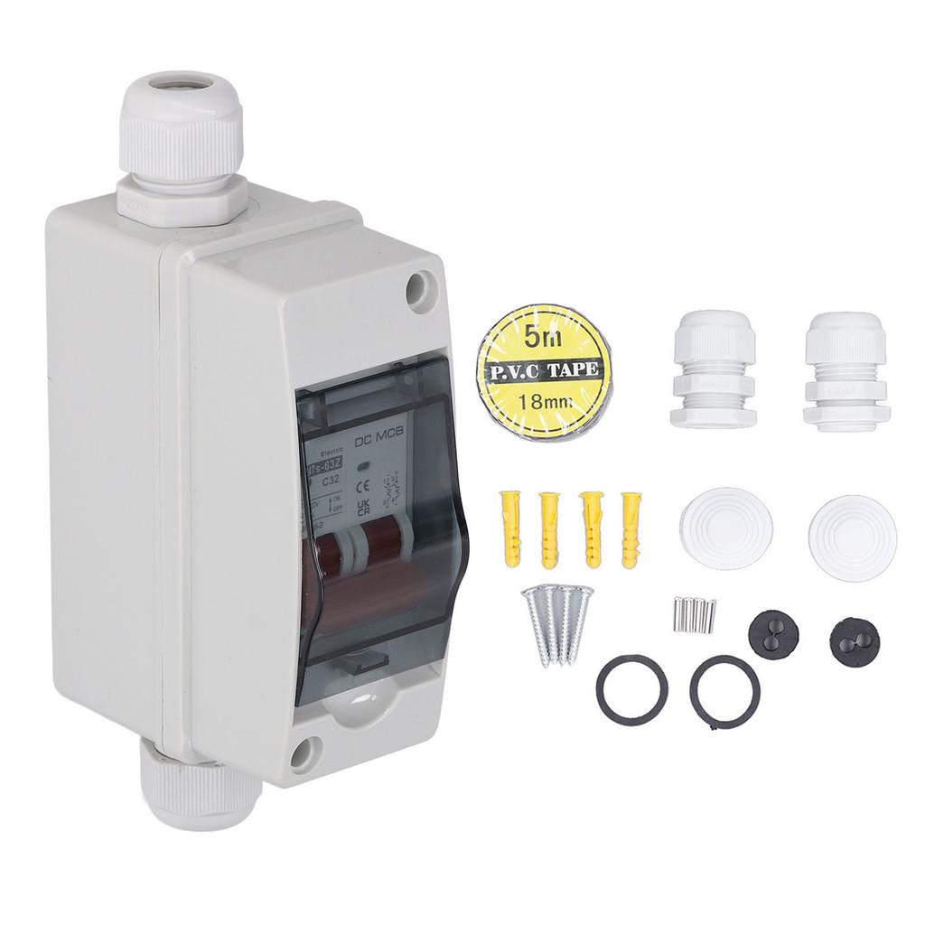 DC Miniature Circuit Breaker 2P IP65 Waterproof Transparent Cover 32A PV Circuit Breaker for RV