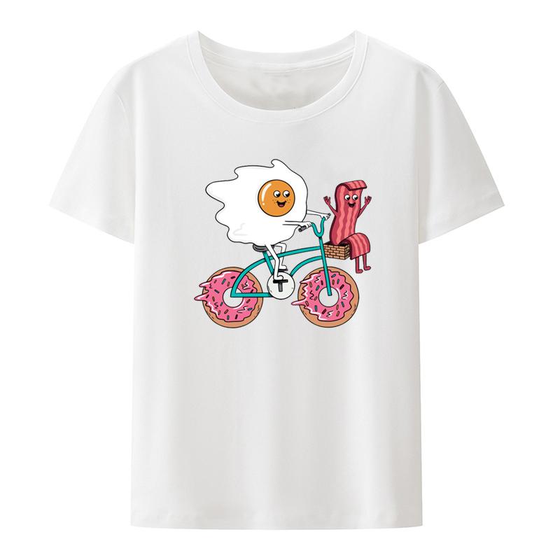 Breakfast Graphic Print Tee Funny Tshirts Creative Style Shirt Male Printed Tshirt Top Blouse Streetwear Unisex Clothing Novelty S