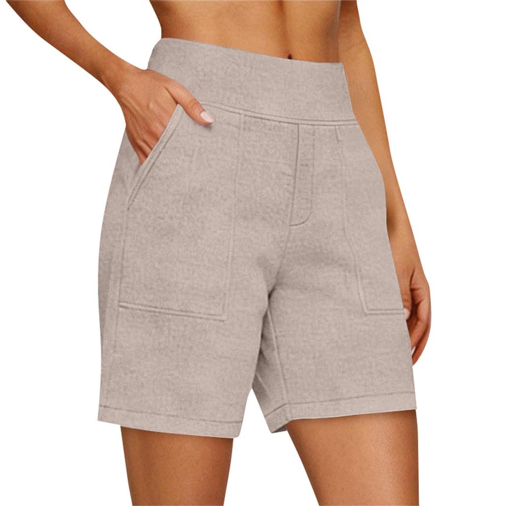 High Waist Casual Shorts for Women Soft Stretchy Fabric Relaxed Fit with Wide Elastic Waistband and Pockets