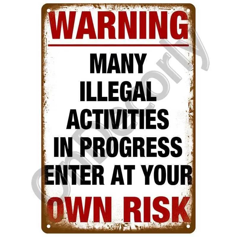 Retro Dangerous Tin Sign Home Wall Decoration Used For Bar Painting Retro Warning Metal Sign Plaque Cafe Club Man Cave Pubs Art Poster