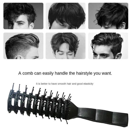 Men Vented Hair Brush Portable Anti-static Blow Drying Hairbrush Professional Hair Styling Detangling Comb with Ergonomic Handle