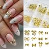 Xiaomi 12 Designs Golden Bow Nail Art Accessories Knot Bow Alloy Nail Charms Design Nail Art Decorations Studs Jewelry Makeup Manicure