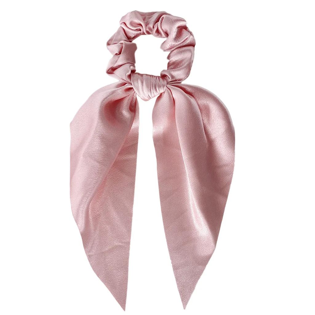 1 Stück Satin Langes Band Scrunchies Damen Mädchen Elastisches Gummi Schleife Haargummis Pferdeschwanzhalter Haaraccessoires