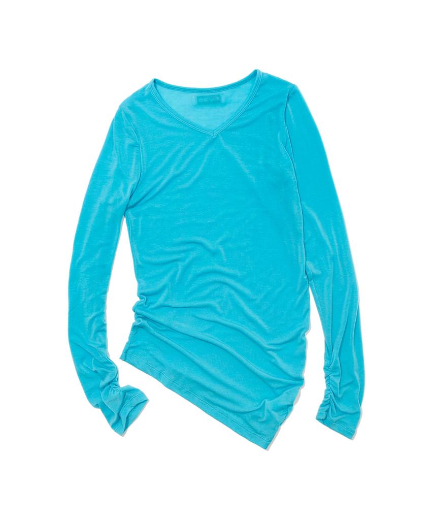 KIJIKO Ke311. Curved Sheer Tee Aqua Blue