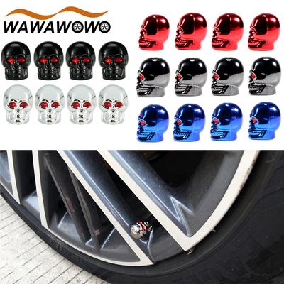 4 Stuks Schedelvormige Auto Ventieldopjes Wiel Ventieldop Auto Band Luchtventiel Stam Dopjes Stofkap Voor Fiets Auto Voertuigen Styling Wielen
