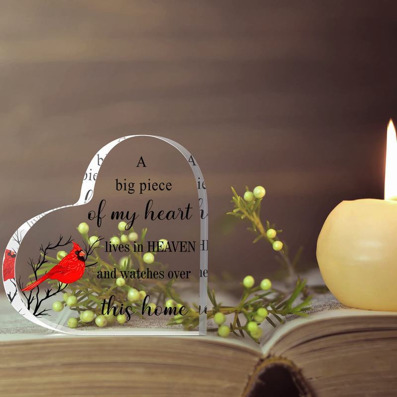 Red Cardinal Centerpiece Decoration for Christmas Party Table, A Big Piece of My Heart Lives In Heaven Memorial Sign, Nurseries, Home Desk Living Roo